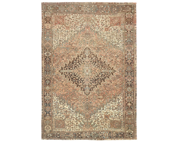 10x13 Vintage Heriz Terracotta Persian Style Hand Knotted Wool Area Rug