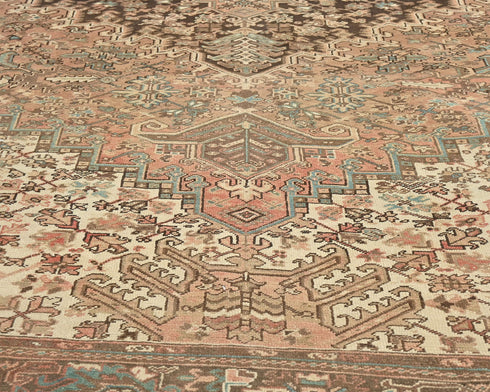 10x13 Vintage Heriz Terracotta Persian Style Hand Knotted Wool Area Rug