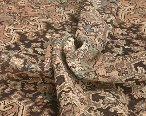 10x13 Vintage Heriz Terracotta Persian Style Hand Knotted Wool Area Rug