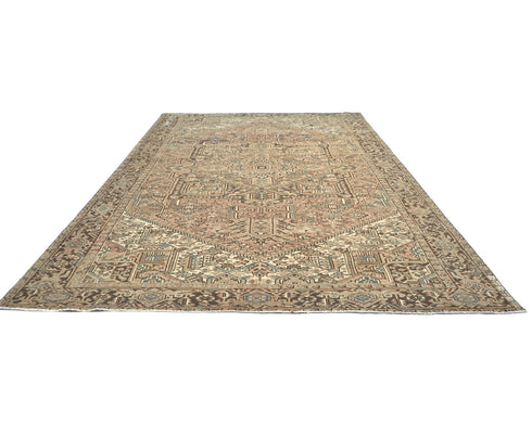10x13 Vintage Heriz Brown Persian Style Hand Knotted Wool Area Rug