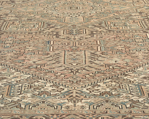 10x13 Vintage Heriz Brown Persian Style Hand Knotted Wool Area Rug