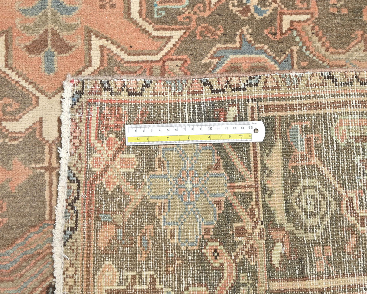 10x13 Vintage Heriz Terracotta Persian Style Hand Knotted Wool Area Rug
