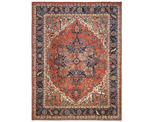 9x12 Rust Blue Aryana Afghan Hand Knotted Veg Dye Wool Area Rug