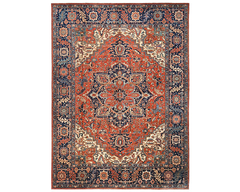 9x12 Rust Blue Aryana Afghan Hand Knotted Veg Dye Wool Area Rug