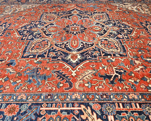 9x12 Rust Blue Aryana Afghan Hand Knotted Veg Dye Wool Area Rug