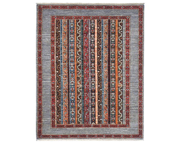 4x6 Gray Khurgeen Afghan Hand Knotted Wool Area Rug