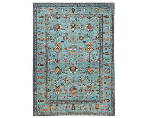 6x8 Blue Khurgeen Afghan Hand Knotted Wool Area Rug
