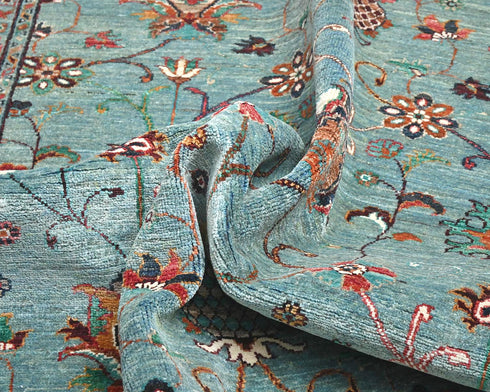 6x8 Blue Khurgeen Afghan Hand Knotted Wool Area Rug