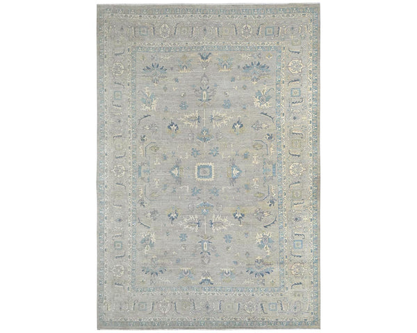 12x15 Feet Ziegler Gray Afghan Hand Knotted Wool Area Rug