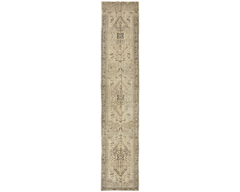 17 Ft Vintage Brown Persian Style Hand Knotted Low Pile Wool Runner Rug