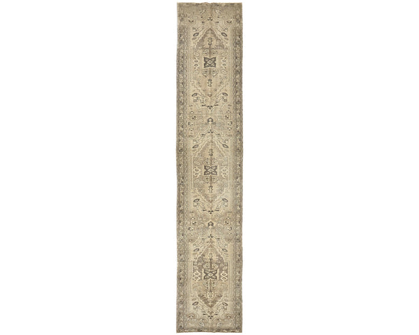 17 Ft Vintage Brown Persian Style Hand Knotted Low Pile Wool Runner Rug