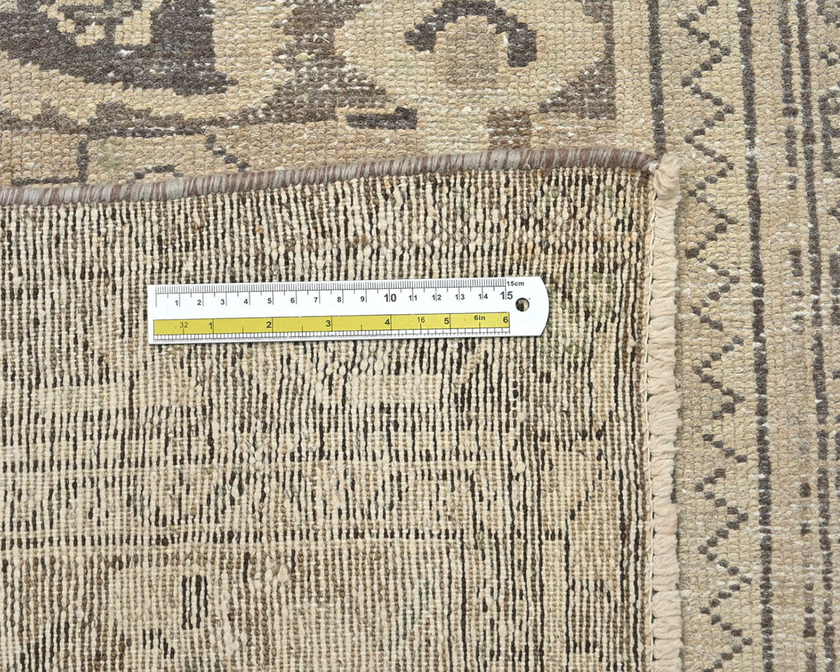 17 Ft Vintage Brown Persian Style Hand Knotted Low Pile Wool Runner Rug