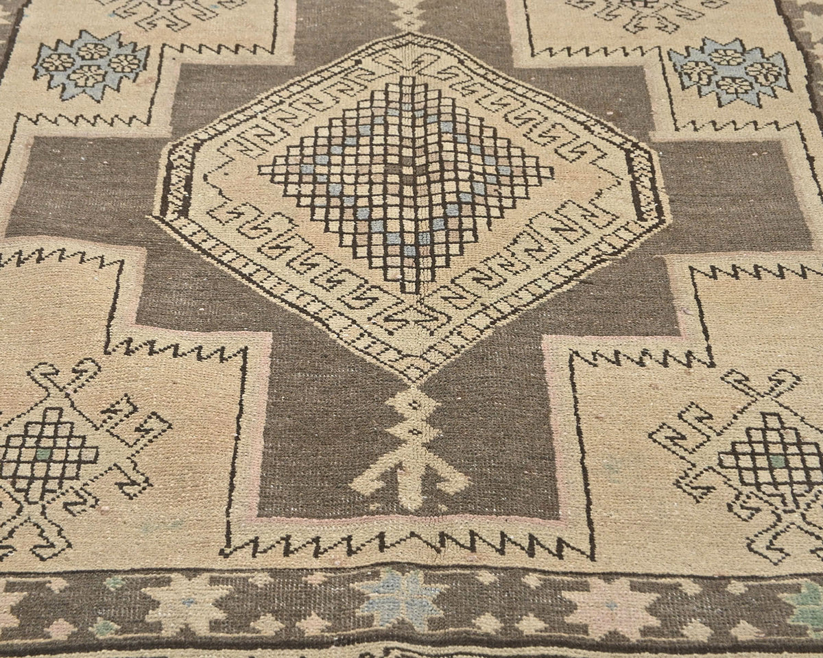 Alfombra de lana de pelo corto anudada a mano, estilo persa, color marrón vintage, de 3,6 m