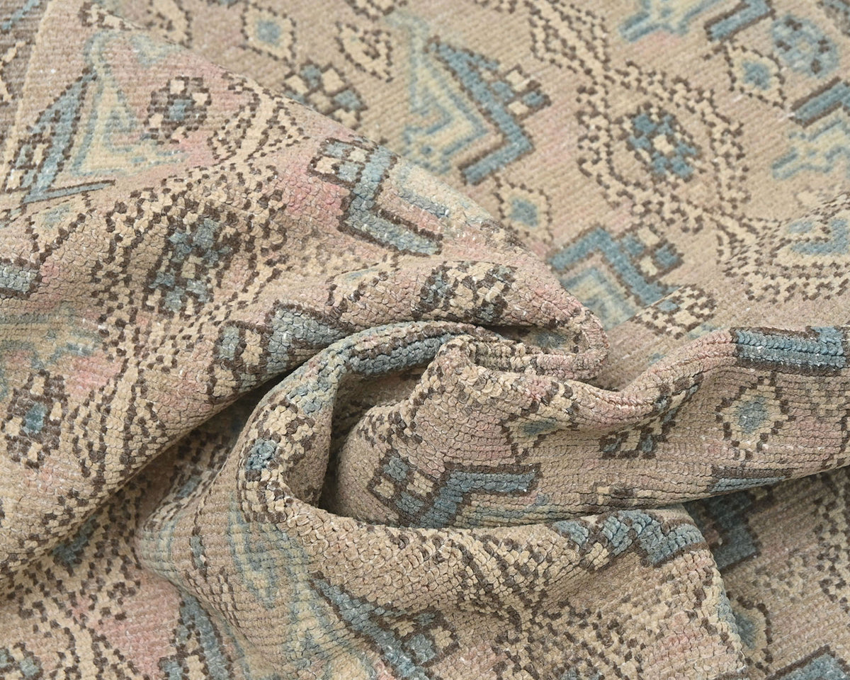 Alfombra de lana de pelo corto anudada a mano, estilo persa vintage, marrón, de 5 x 7