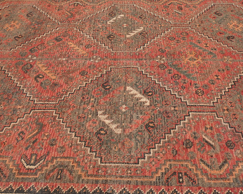 6x8 Vintage Persian Style Red Low Pile Wool Area Rug