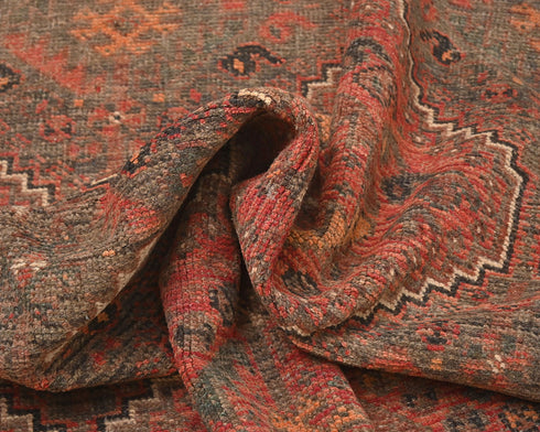 6x8 Vintage Persian Style Red Low Pile Wool Area Rug