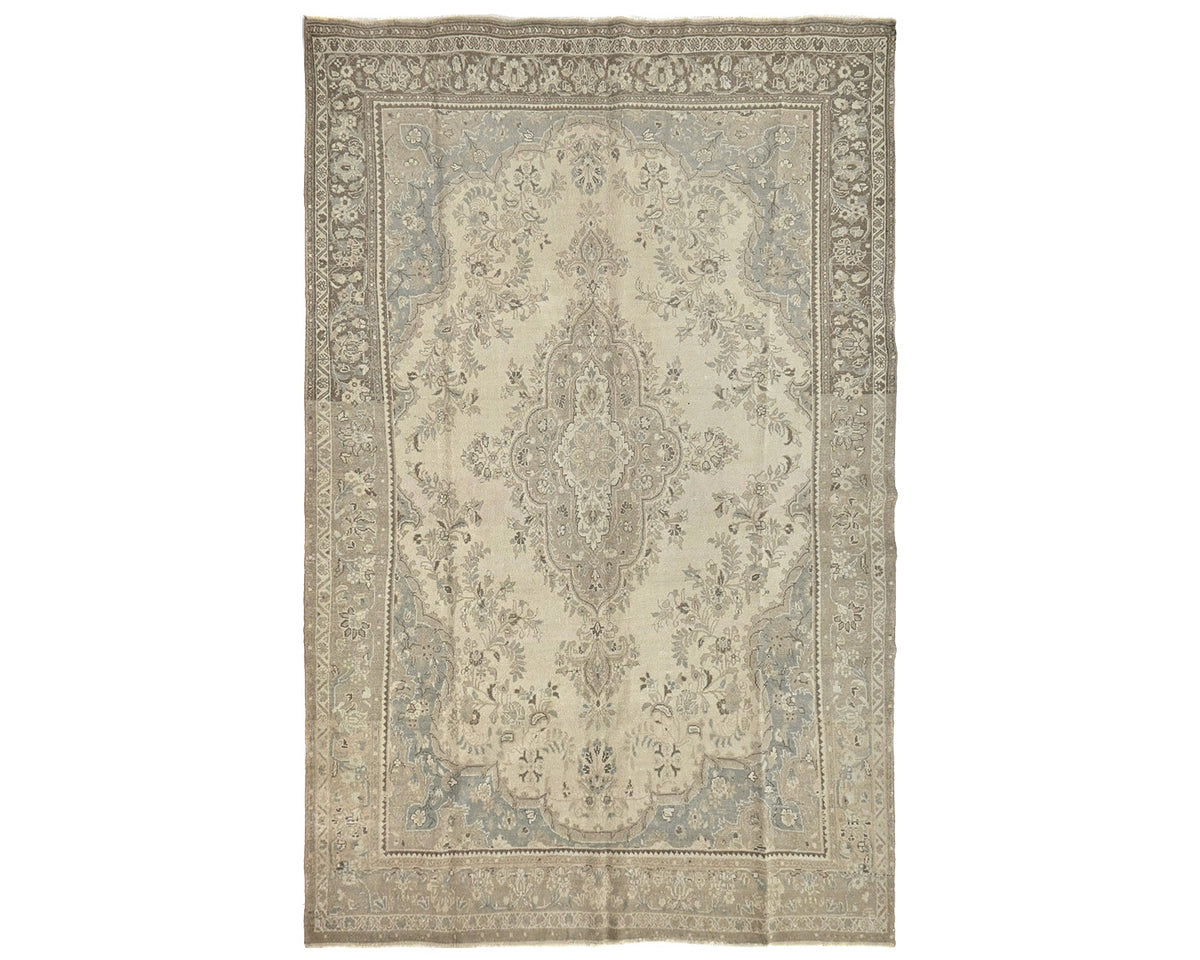 7x10 Vintage Brown Persian Style Hand Knotted Low Pile Wool Area Rug