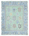 Green Blue 8x10 Ft Oushak Turkish Hand Knotted Traditional Veg Dye Wool Area Rug