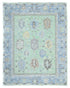 Green Blue 8x10 Ft Oushak Turkish Hand Knotted Traditional Veg Dye Wool Area Rug