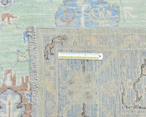 Green Blue 8x10 Ft Oushak Turkish Hand Knotted Traditional Veg Dye Wool Area Rug