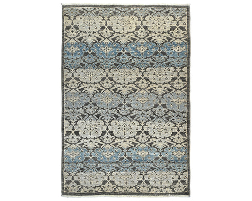 4x6 Zeigler Gray Blue Afghan Hand Knotted Wool Area Rug