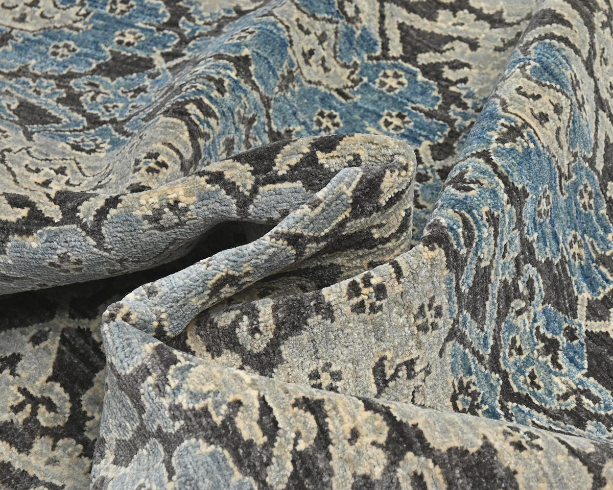 4x6 Zeigler Gray Blue Afghan Hand Knotted Wool Area Rug