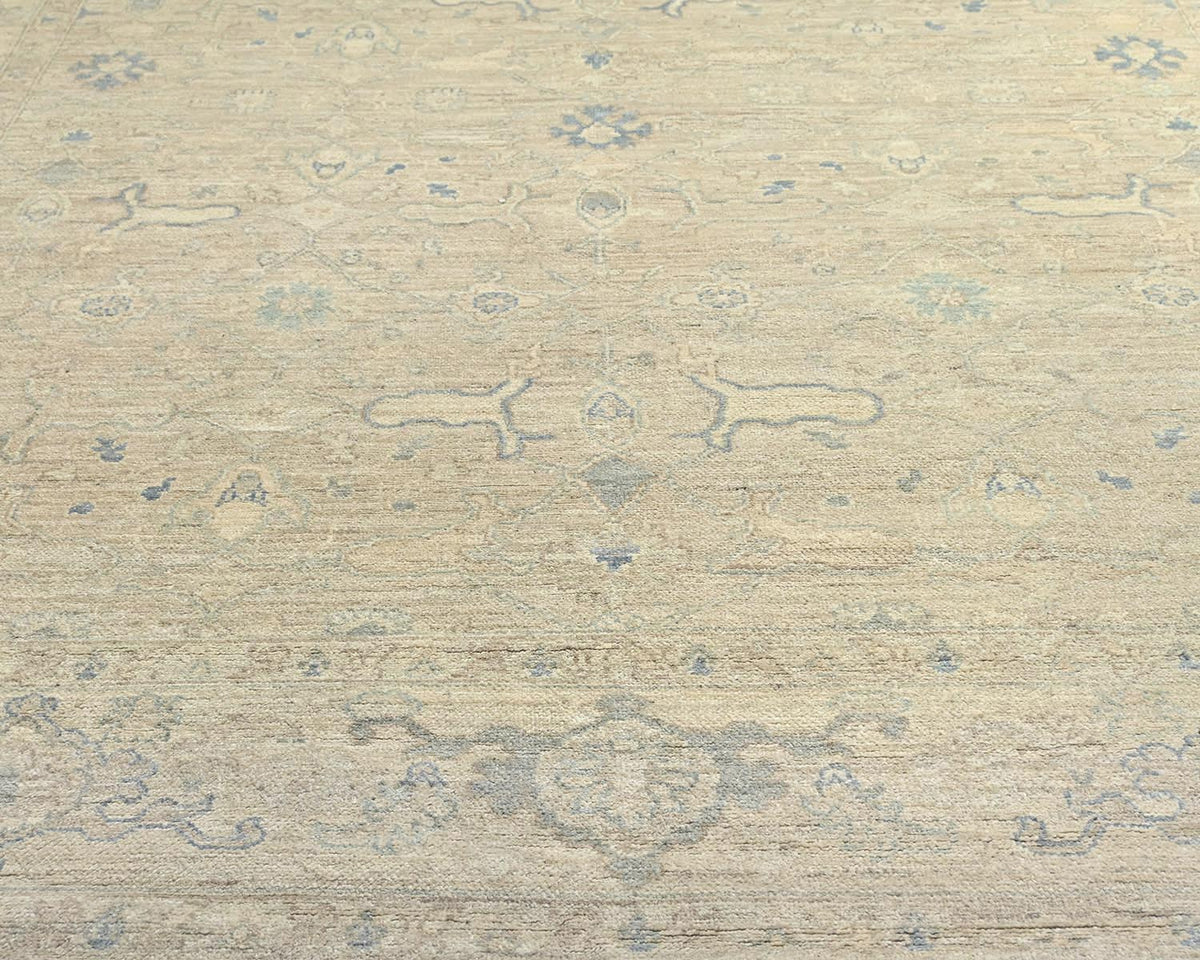 Alfombra afgana de lana anudada a mano Zeigler beige de 9 x 12 pulgadas