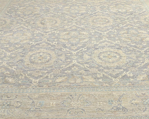 12x15 Zeigler Gray Afghan Hand Knotted Wool Area Rug