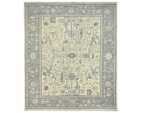 9x12 Zeigler Beige Afghan Hand Knotted Wool Area Rug