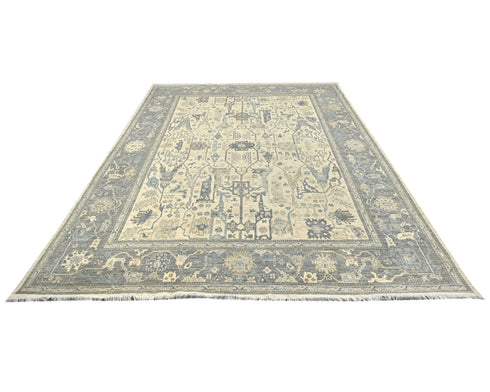 9x12 Zeigler Beige Afghan Hand Knotted Wool Area Rug