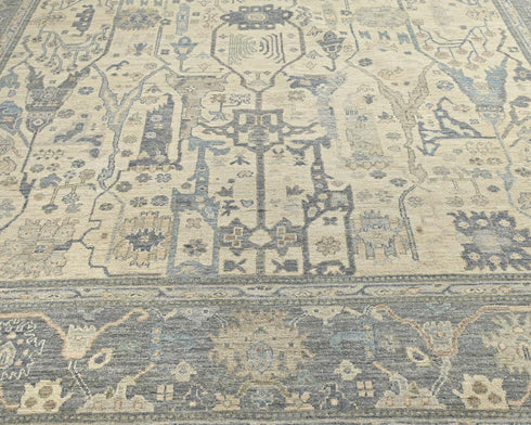 9x12 Zeigler Beige Afghan Hand Knotted Wool Area Rug