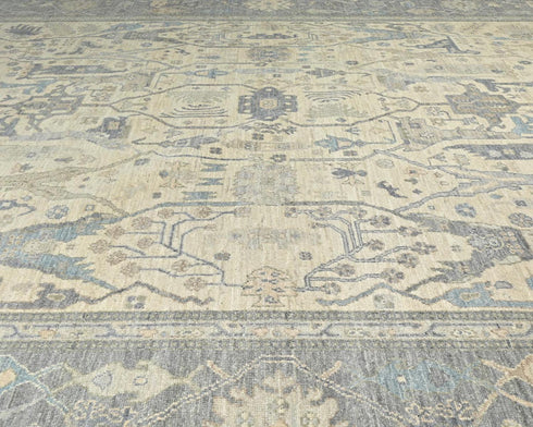 9x12 Zeigler Beige Afghan Hand Knotted Wool Area Rug