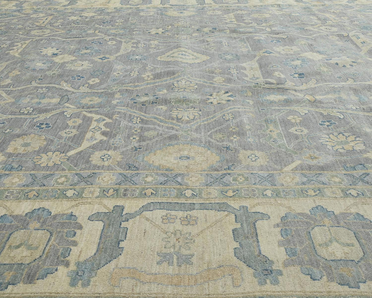 12x15 Zeigler Gray Afghan Hand Knotted Wool Area Rug