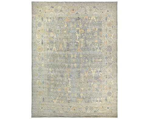 14x20 Zeigler Gray Afghan Hand Knotted Wool Area Rug