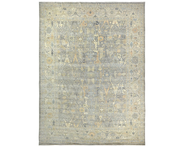 14x20 Zeigler Gray Afghan Hand Knotted Wool Area Rug