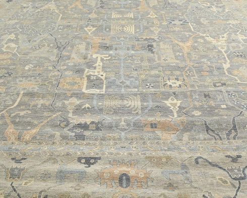 14x20 Zeigler Gray Afghan Hand Knotted Wool Area Rug