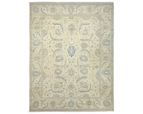 9x12 Zeigler Beige Afghan Hand Knotted Wool Area Rug