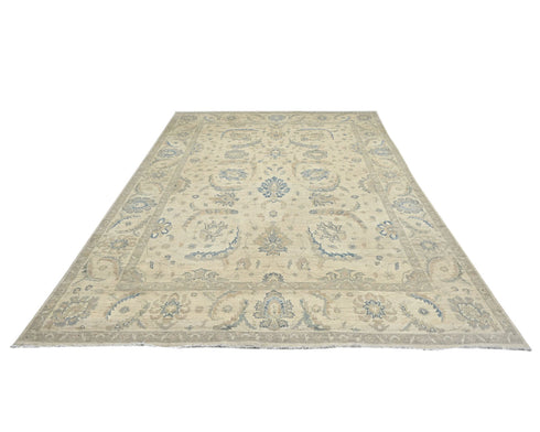9x12 Zeigler Beige Afghan Hand Knotted Wool Area Rug