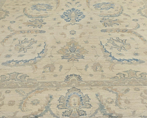 9x12 Zeigler Beige Afghan Hand Knotted Wool Area Rug