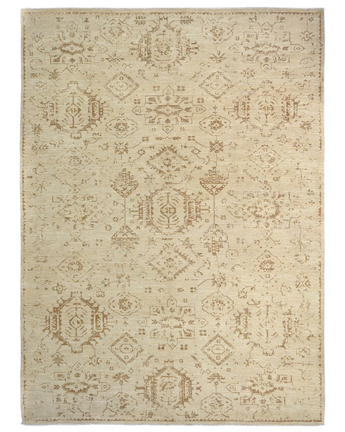 Light Brown 9x12 Oushak Turkish Hand Knotted Traditional Soft Wool Area Rug