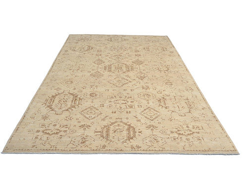 Light Brown 9x12 Oushak Turkish Hand Knotted Traditional Soft Wool Area Rug