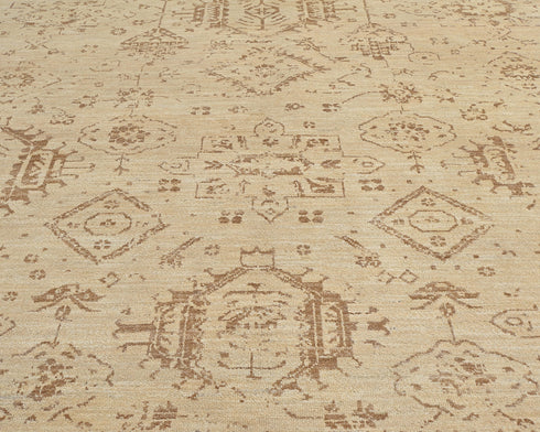 Light Brown 9x12 Oushak Turkish Hand Knotted Traditional Soft Wool Area Rug