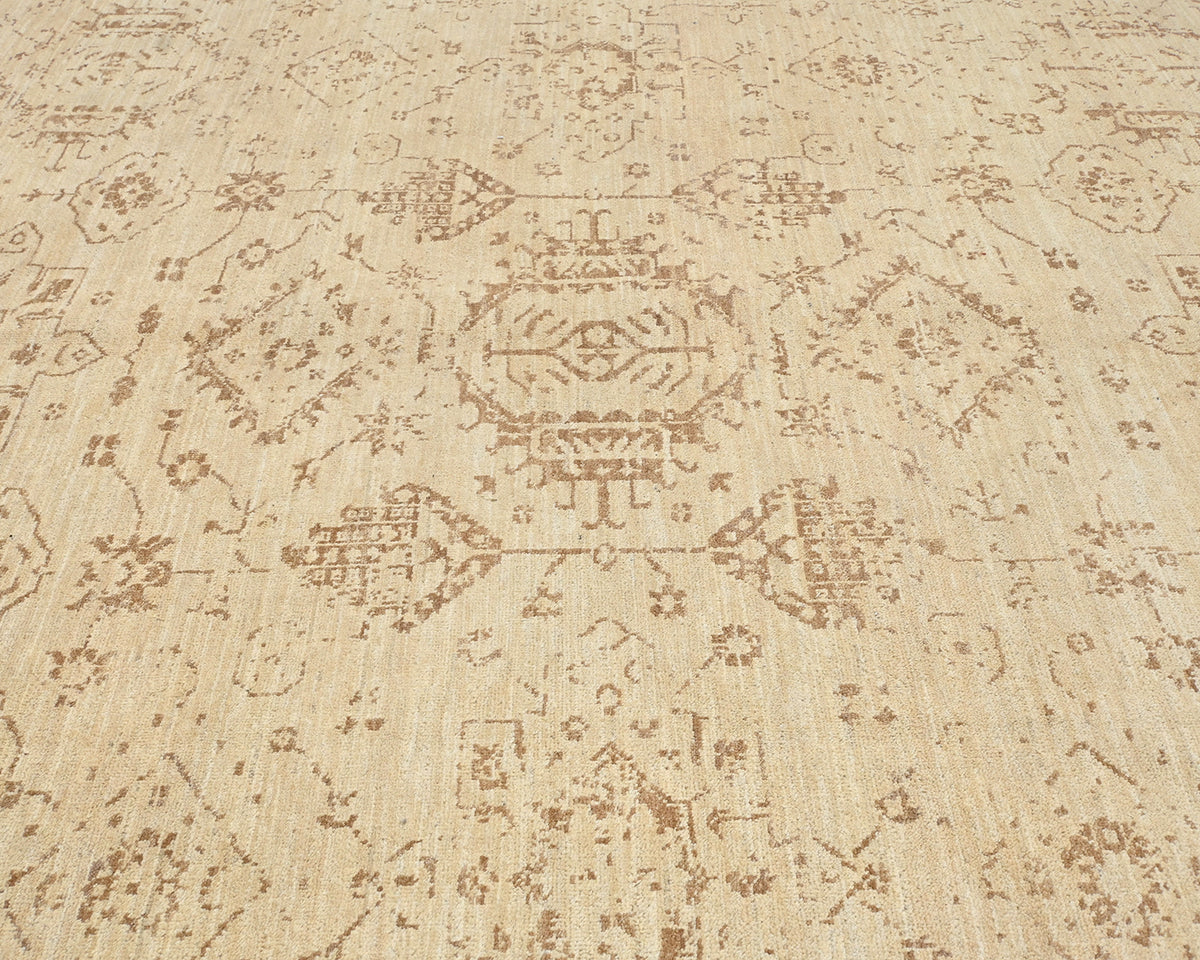 Light Brown 9x12 Oushak Turkish Hand Knotted Traditional Soft Wool Area Rug