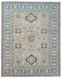 8x10 Gray Kazak Afghan Hand Knotted Geometric Wool Area Rug