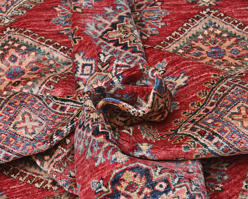 12x15 Red Kazak Afghan Hand Knotted Wool Area Rug