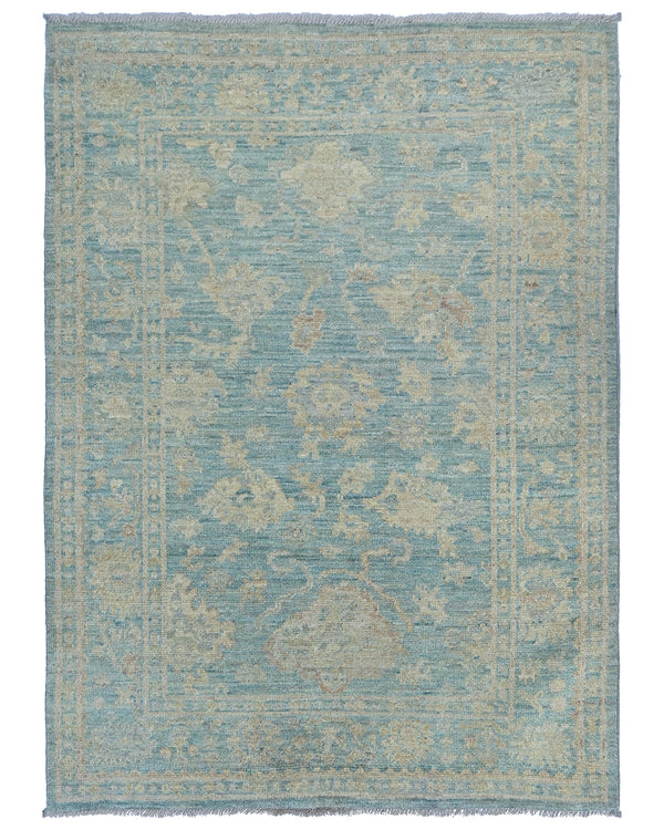 4x6 Soft Blue Oushak Turkish Handmade Traditional Wool Area Rug