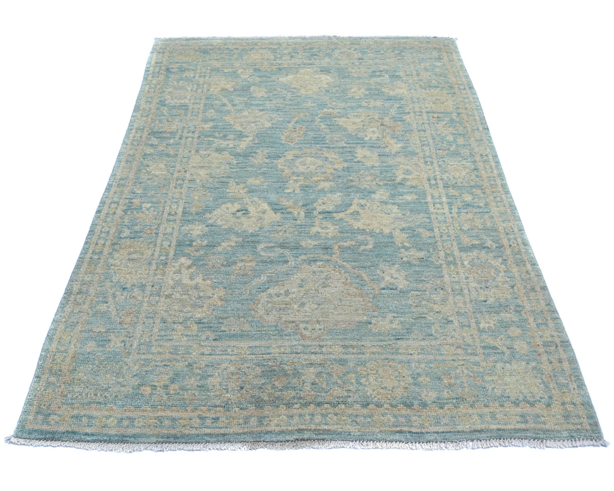 4x6 Soft Blue Oushak Turkish Handmade Traditional Wool Area Rug