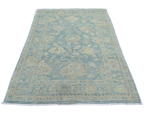 4x6 Soft Blue Oushak Turkish Handmade Traditional Wool Area Rug