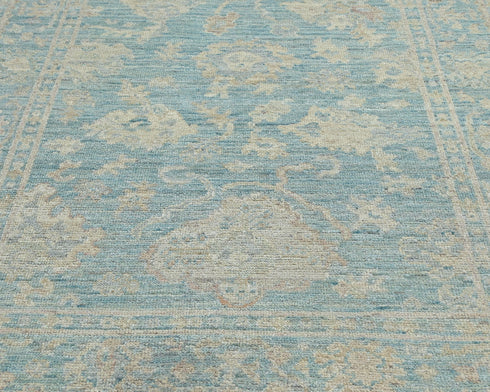 4x6 Soft Blue Oushak Turkish Handmade Traditional Wool Area Rug