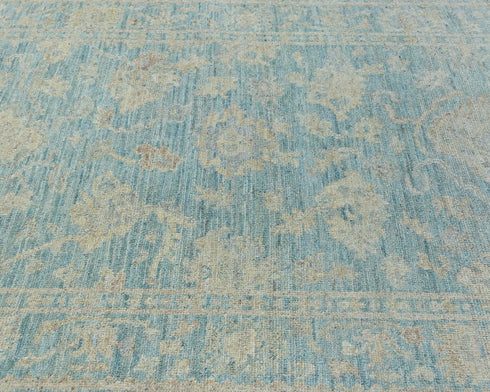 4x6 Soft Blue Oushak Turkish Handmade Traditional Wool Area Rug